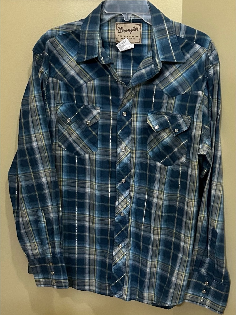 Wrangler Blue Plaid Snap-Front Western Shirt